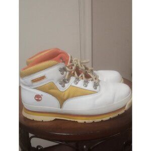 Timberland Boots Women's Size 6 Euro Hiker Mid Leather White Brown